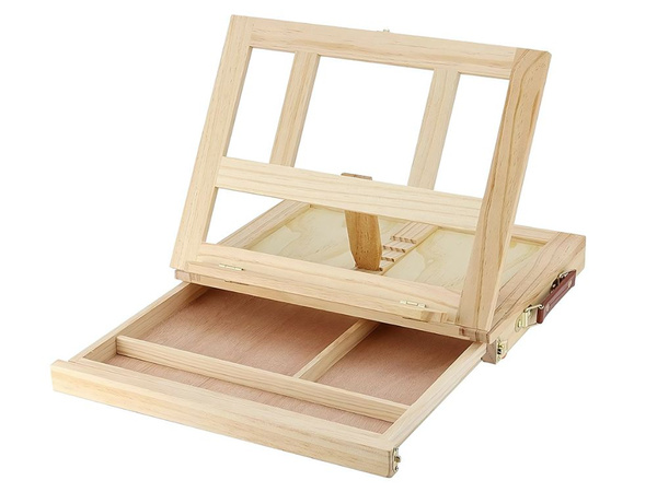 Caballete de escritorio estuche de madera con cajón regulable en inclinación