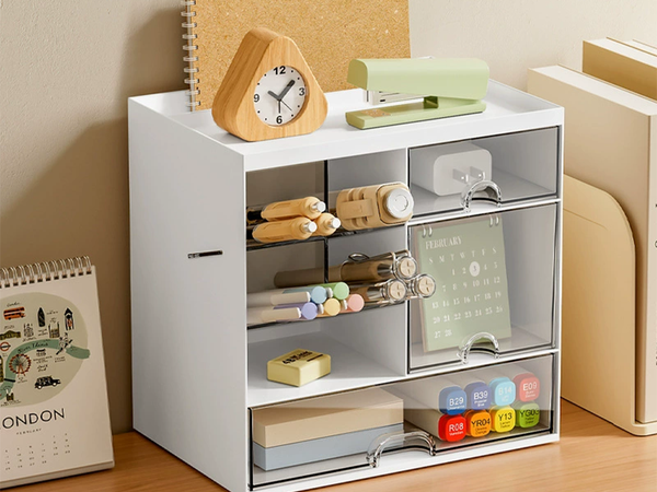 Schrank, organizer für den schreibtisch, regale für kosmetikartikel, kleinigkeiten, schubladen