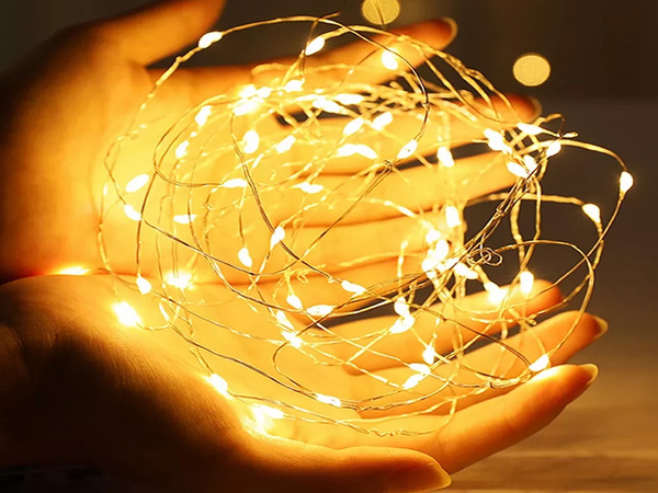 Drôtové svetlá 100 led s batériami 10m biela teplá