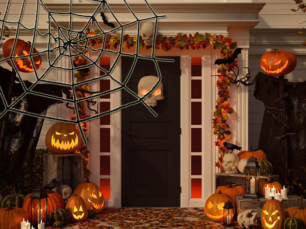Tela de araña artificial grande negro halloween decoración