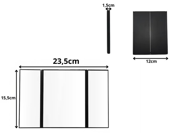 Faltspiegel mit ständer für kosmetik und make-up, mit led-beleuchtung