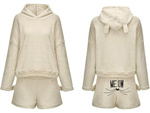 Warm women's pyjamas two-piece with hood soft plush short l
