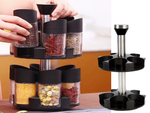 Rotating spice organiser, 12 glass containers, salt shaker