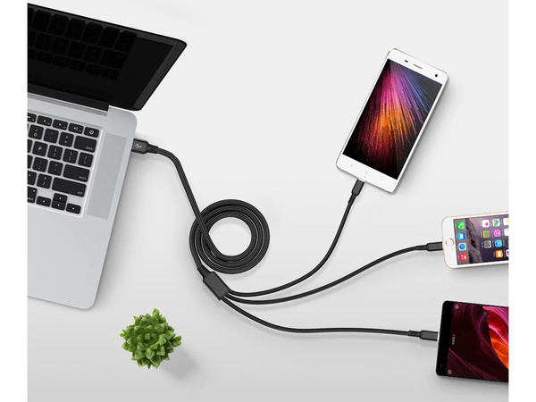 3v1 usb kábel pre telefón lightning kábel iphone micro usb typ-c 1,2 m