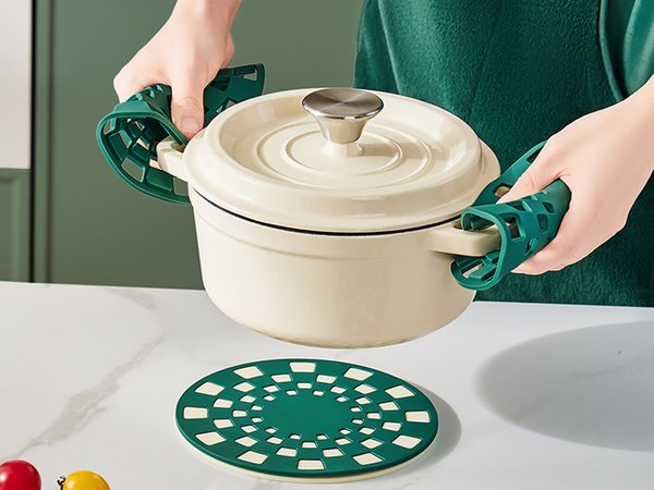 2pcs ollas y sartenes de silicona bandeja de la estufa platillo