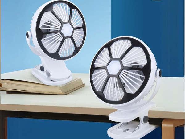 Asztali ventilátor álló csíptethető ventilátor világítással 3 újratölthető üzemmóddal