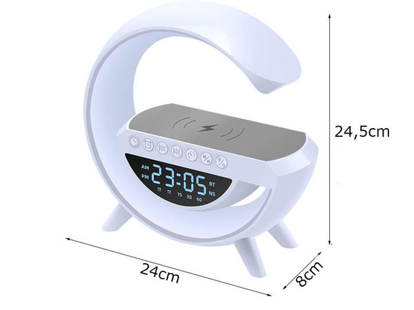 Led light rgb gaming charger induction speaker alarm clock radio clock