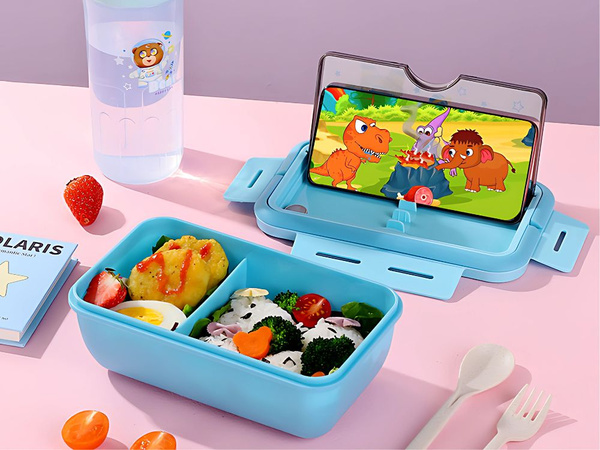 Lunchbox śniadaniówka pojemnik na śniadanie obiad sztućce z bidonem zestaw