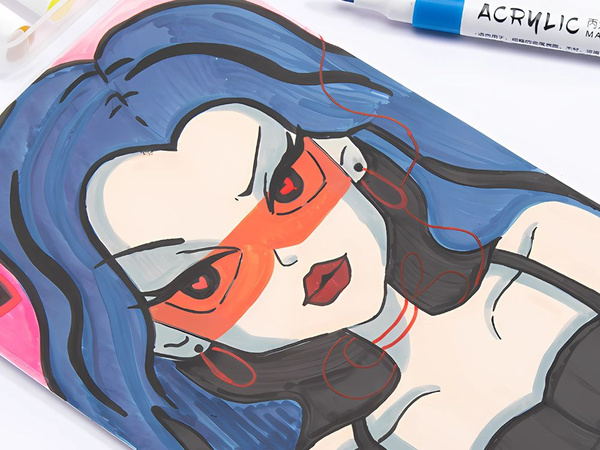 MARKERY AKRYLOWE 12 SZT KOLOROWE DO SZKŁA PLASTIKU METALU DREWNA + ETUI