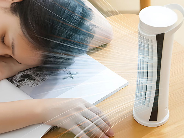 Mini stĺpový stolový ventilátor s led svetlom 2 rýchlosti tichá prevádzka usb