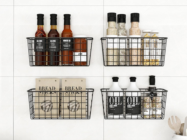 Cesta colgante organizador metálico estante colgante cocina negro