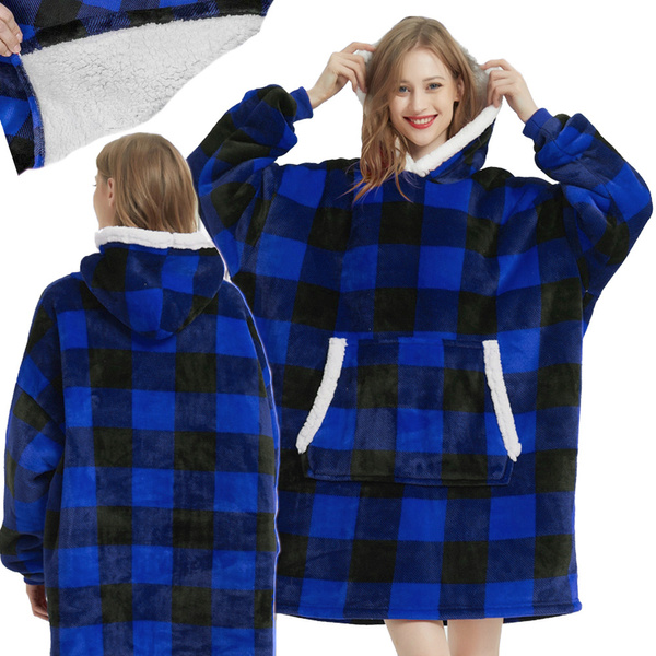 Sudadera caliente manta oversize xxl 2en1 piel gruesa suave bata con capucha