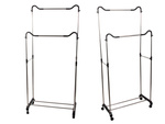 Penderie porte-manteau mobile double étagère sur roulettes