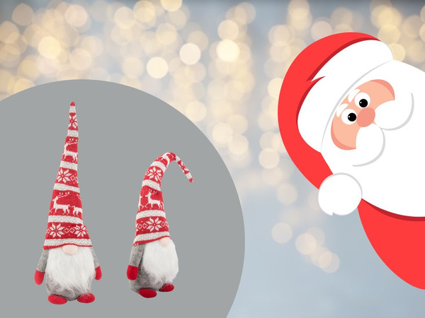 Crăciun GHOST Gnom gri cu barbă de pom de Crăciun 48cm moale