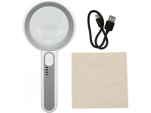 Illuminated reading magnifying glass 5x with led lighting