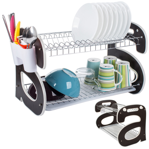 Double-decker stand-up dishwasher drainer
