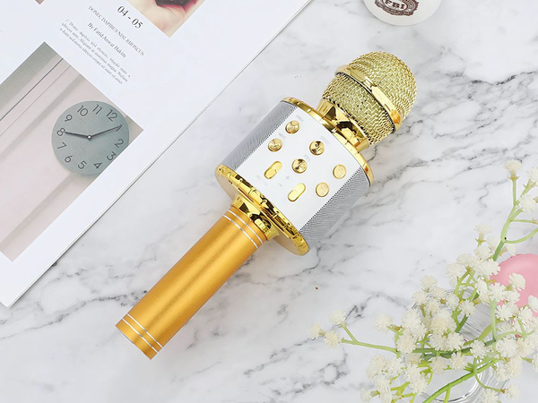 Беспроводной микрофон bluetooth караоке динамик круглый с чехлом различные режимы