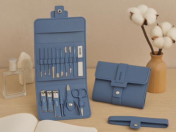 Zestaw do paznokci przybornik manicure pedicure etui cążki 16 elementów