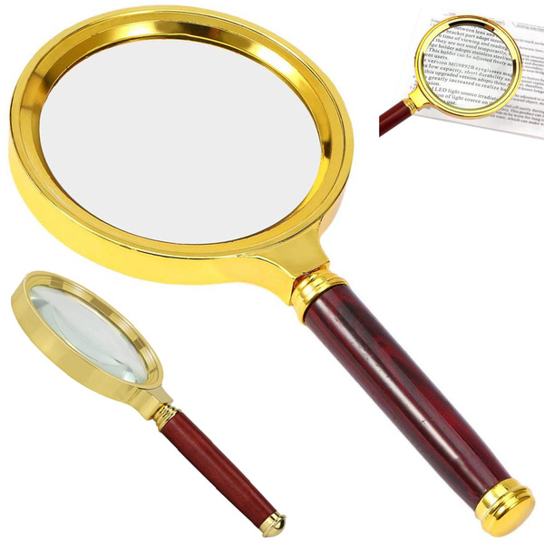 LUPA RĘCZNA KLASYCZNA 80mm ZŁOTA SZKŁO ELEGANCKA