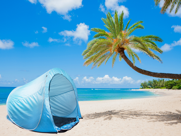Šotor na plaži velik zaklenljiv pop-up samoskladljiv s pokrovom uv