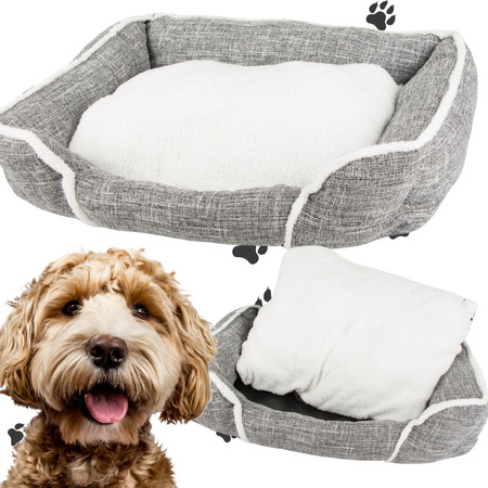 Dog bed soft comfortable fluffy bed with cushion size m