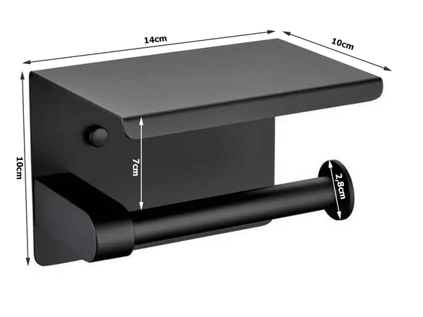 Portarrollos de papel higiénico con estante para teléfono loft negro wc acero