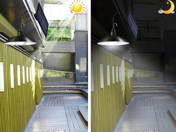 Solární led venkovní závěsná lampa s dálkovým ovládáním soumrakový senzor