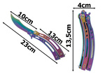 Motýlí nůž ostrá skládací čepel rainbow fade