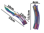 Nóż motylkowy ostry składany ostrze rainbow fade