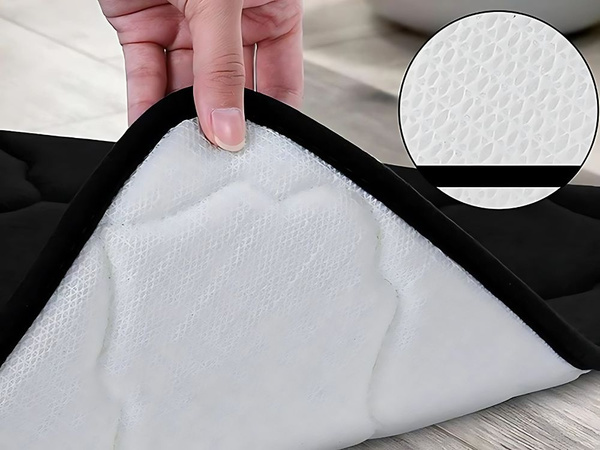 Alfombra de baño negra suave absorbente de agua antideslizante memory foam