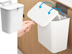 Corbeille de cuisine avec couvercle pour porte de placard blanc 9l