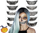 Tetovaža halloween lažni zobje realistični pralni začasni preobleki