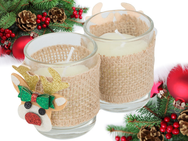 Scented candles in glass candles reindeer christmas set 2 pcs