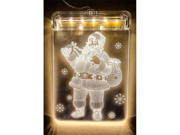 Witraż led 3d na okno ozdoba lampki świąteczne