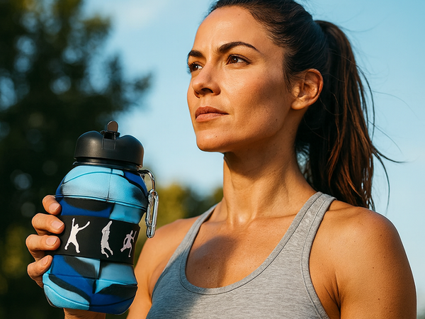 Faltbare sportflasche silikon-sportflasche mit trinkstroh 500