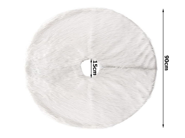 Christmas tree mat white furry 90 cm round