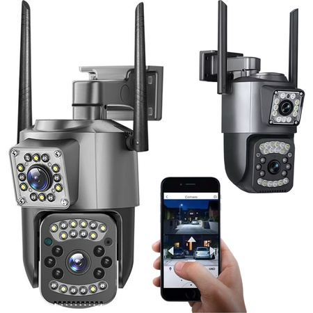 Camera with two lenses, outdoor rotating Wi-Fi, motion detector, IP