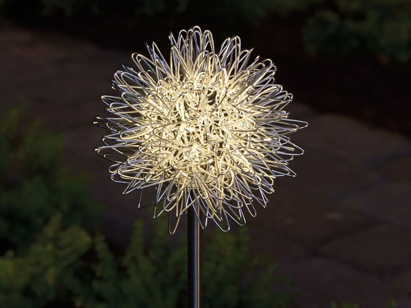 LÁMPARA SOLAR LED PARA JARDÍN CON SOPLADOR DE FUEGOS ARTIFICIALES EN UN PALO PARA JARDÍN, 2 unidades