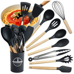 Set de utensile de bucătărie din silicon accesorii din lemn linguri 12 piese