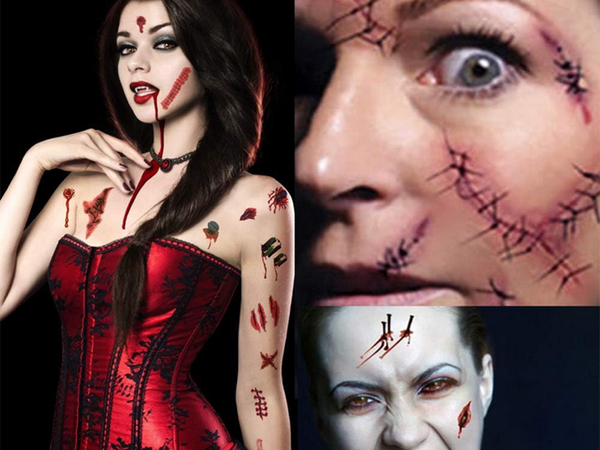 Tetovējumi halloween viltus reālistisks mazgājams pagaidu maskēties asinis