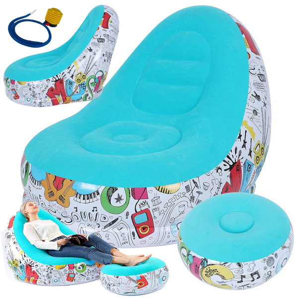 Vrtni fotelj lounger napihljiv plaža pouf podnožje udobno