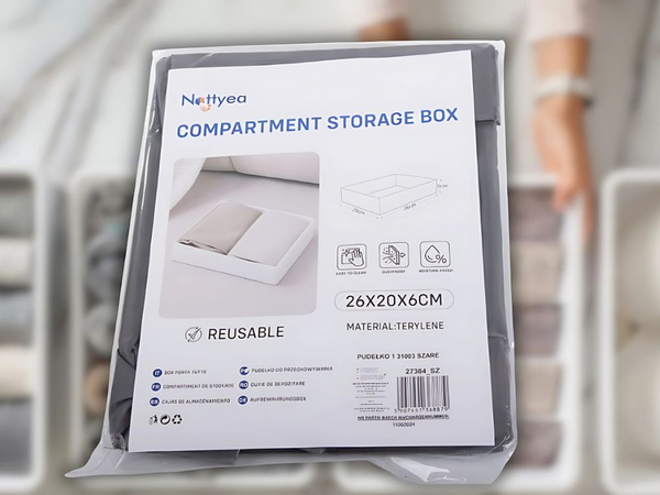 Organizér na oblečení spodní prádlo do šatní zásuvky šedý univerzální