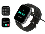 Montre connectée pour femme et homme, bracelet en caoutchouc, sport, Bluetooth, appels, noir