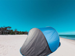 Strandzelt pop-up uv versiegelbar selbst faltbar blau gross