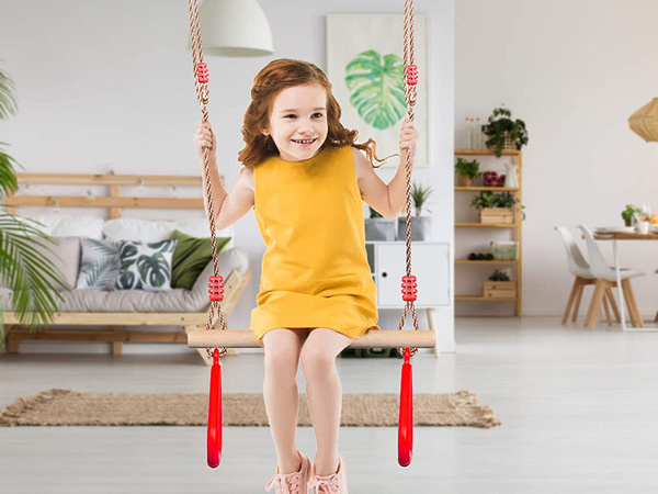 CHILDREN'S WOODEN GARDEN SWING GYMNASTIC TRAPEZE WITH HANDLES