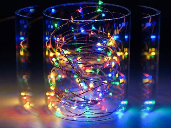 Wire lights 100 leds with batteries 10m multicolour