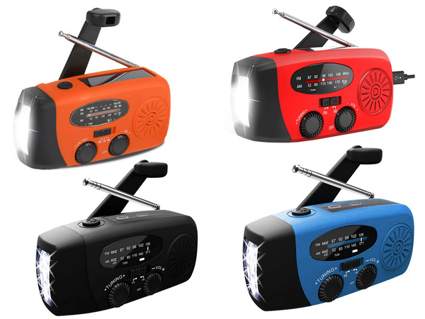 Radio linterna solar recargable dinamo manivela powerbank usb emergencia
