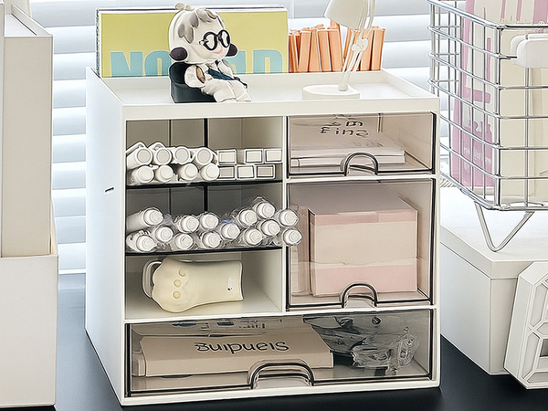 Cabinet organiser desk organiser shelves for cosmetics small items drawers