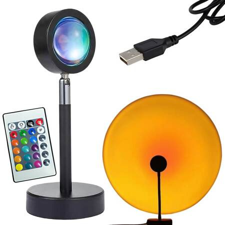 Projektoriaus lempa saulėlydžio rytų imitacija metalo vadovaujama rgb usb + nuotolinio valdymo pultas