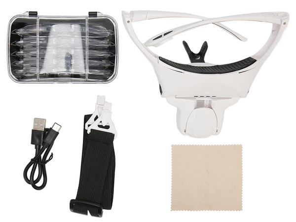 Lupa na głowę okulary z diodami 4 led 3,5 precyzyjna nagłowna profesjonalna